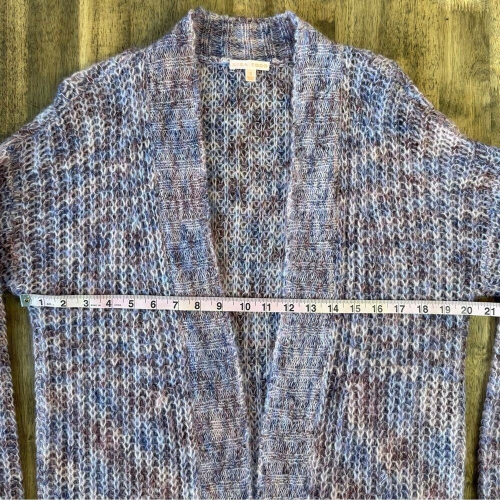 Lisa Todd Mohair Duster Sweater Dream Wool Blend Knit Long Open Purple Sz Small - Picture 6 of 8